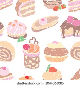 seamless background of the fresh cakes