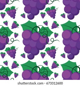 Seamless background with fresh grapes illustration