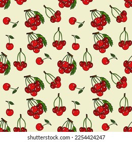 Seamless background of fresh red cherries

