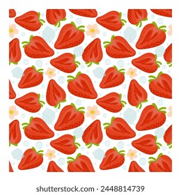 Seamless background of fresh strawberries. Vector illustration