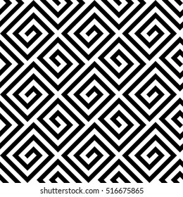 Seamless background fret key pattern of in diagonal arrangement. Black and white greek retro style theme. Simple flat geometric and abstract vector illustration.