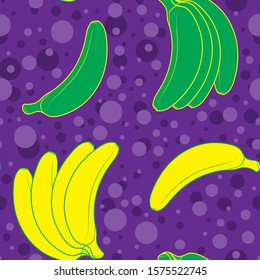 Seamless background of fruit bananas in bright colors. Vector image. eps 10