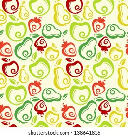 Seamless background with fruit and berries
