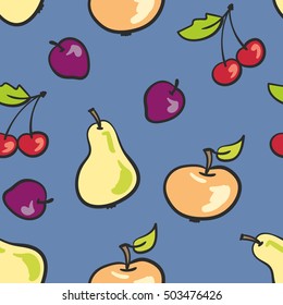 Mezcla de fruta de fondo sin soldadura en azul