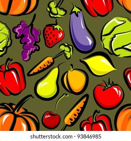seamless background with fruit and vegetables