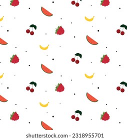 seamless background with fruits. Fruit pattern. Vector illustration