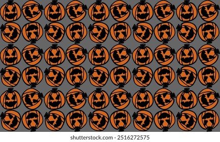 fundo sem costura com frutas abóbora Halloweens padrão repetir estilo sem costura em fundo cinza, design de imagem repleta para impressão de tecido