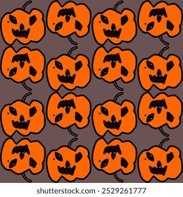 seamless background with fruits pumpkin Halloweens pattern repeats seamless style, on gray background replete image design for fabric printing