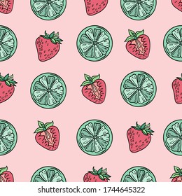 seamless background with fruits , summer pattern