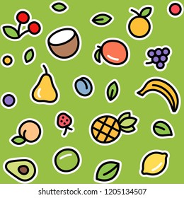 Seamless background with fruits. Vector fresh organic food pattern