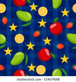Seamless background with fruits. Vector illustration