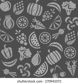 seamless background with fruits and vegetables