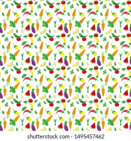 Seamless background with fruits, vegetables, berries. eps 10