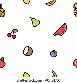 Seamless background with fruits and vegetables. Vector fresh organic food pattern