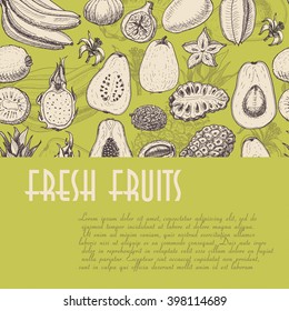 Seamless background with fruits, which is ideal for the restaurant industry and markets. Vector  illustration for your design