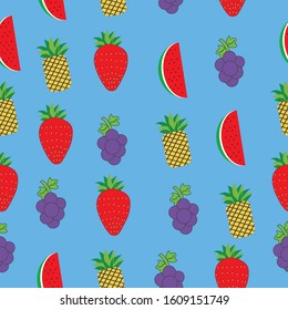 seamless background fruit,strawberry,grape,pineapple,watermelon eps file 
