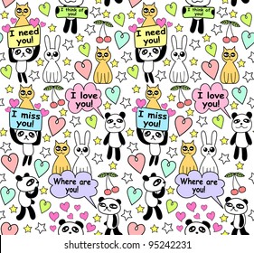 seamless background with funny animals