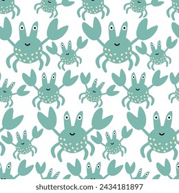 seamless background with funny baby crabs. Marine pattern