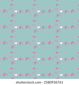 Seamless background with funny baby squid or calamary Marine pattern