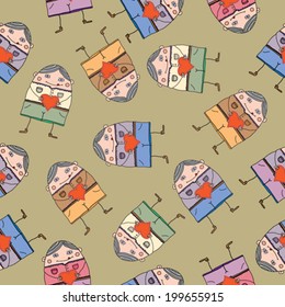 Seamless background with funny cartoon man.