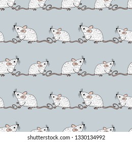 Seamless background of funny cartoon rats