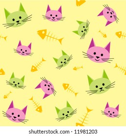 Seamless background with funny cats