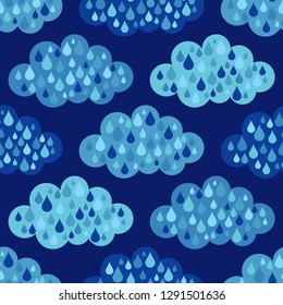 Seamless background with funny clouds. Kawaii. Cute cartoon. Vector illustration. Can be used for wallpaper, textile, invitation card, wrapping, web page background.