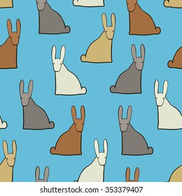 Seamless background with funny colorful hares, vector 