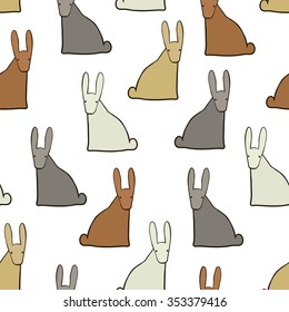 Seamless background with funny colorful hares, vector 