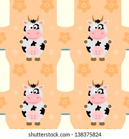 Seamless background with funny cow