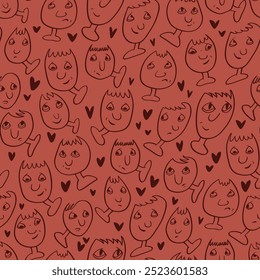 Fundo perfeito com rostos engraçados de criaturas antropomórficas. Personagens humorísticos com diferentes emoções