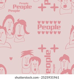 Fondo sin fisuras con caras divertidas de criaturas antropomórficas. Personajes humorísticos con diferentes emociones