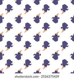 Seamless background with funny ghosts. Vector pattern with cute characters in cartoon style. 