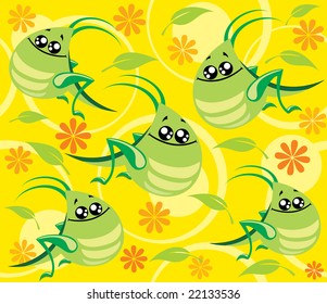 Seamless background with funny insects