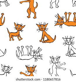 Seamless background of funny kittens