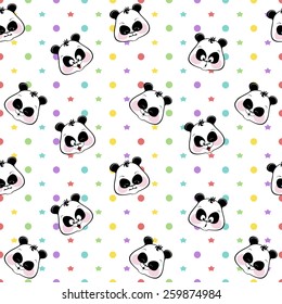 seamless background of funny muzzles pandas
