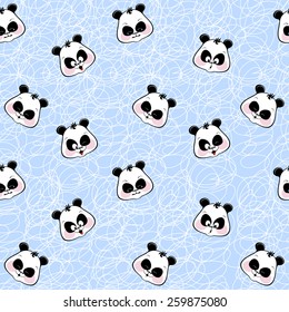seamless background of funny muzzles pandas
