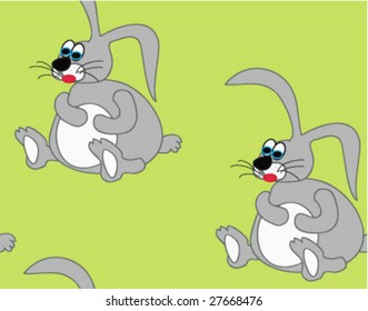 Seamless background with funny rabbits