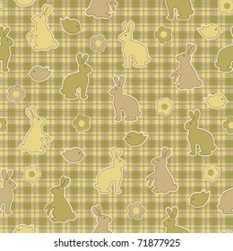 Seamless background with funny rabbits