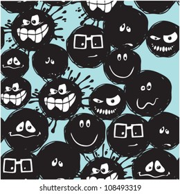 seamless background with funny smiles