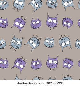 seamless background with funny words. Vector. Drawn by hand in a doodle style. Modern texture for your design can be used as wrapping paper, fabric, wallpaper.
