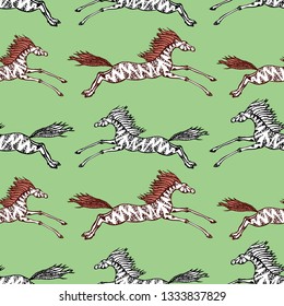 Seamless background of galloping horses