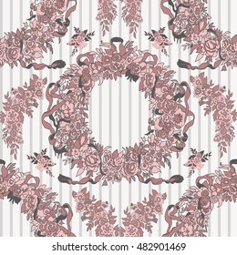 seamless background with garlands of flowers for textiles and wrapping paper