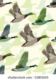 Seamless background with geese and ducks. Ready to use as swatch.