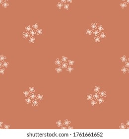 
Seamless background gender neutral baby floral pattern. Simple whimsical minimal earthy 2 tone color. Kids nursery flower wallpaper or boho fashion all over print.