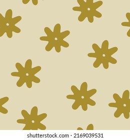 Seamless background gender neutral baby floral pattern. Simple whimsical minimal earthy 2 tone color. Kids nursery flower wallpaper or boho fashion all over print.
