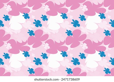 Seamless background gender neutral baby floral pattern. Simple whimsical minimal earthy 2 tone color. Kids nursery wallpaper or boho fashion all over print.