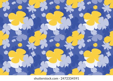 Seamless background gender neutral baby floral pattern. Simple whimsical minimal earthy 2 tone color. Kids nursery wallpaper or boho fashion all over print.