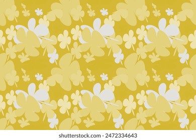 Seamless background gender neutral baby floral pattern. Simple whimsical minimal earthy 2 tone color. Kids nursery wallpaper or boho fashion all over print.
