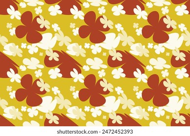 Seamless background gender neutral baby floral pattern. Simple whimsical minimal earthy 2 tone color. Kids nursery wallpaper or boho fashion all over print.